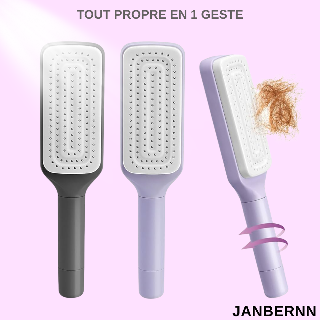 Janbernn™ Brosse Auto-nettoyante – Tous types de cheveux